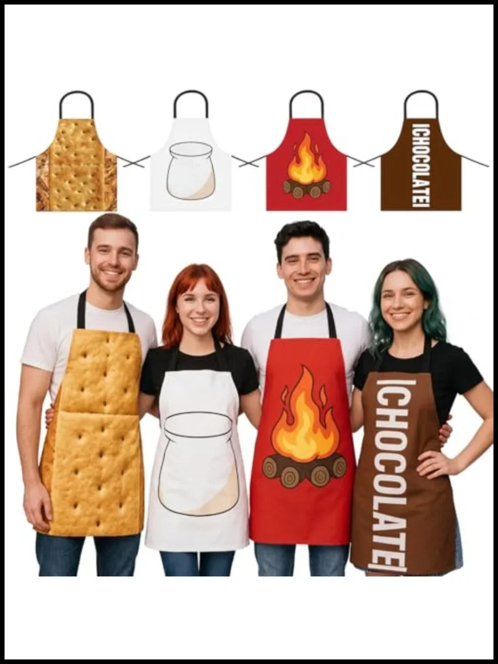 4 Pcs Smores Group Aprons Halloween Chocolate Cookie Marshmallow